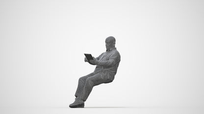 photogrammetry 3D senior man business, realistic human model archviz FBX, wireframe back view