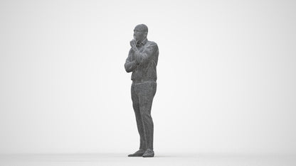 3D people model man business, scanned human for 3ds Max rendering, wireframe back view