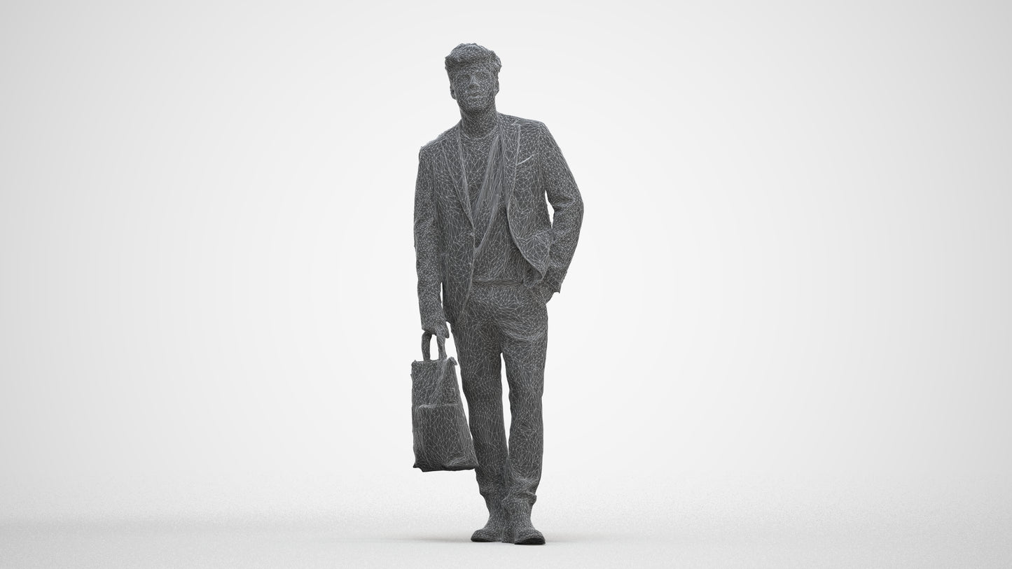 scanned 3D man casual standing, photogrammetry people for Enscape and V-Ray, three-quarter front view render