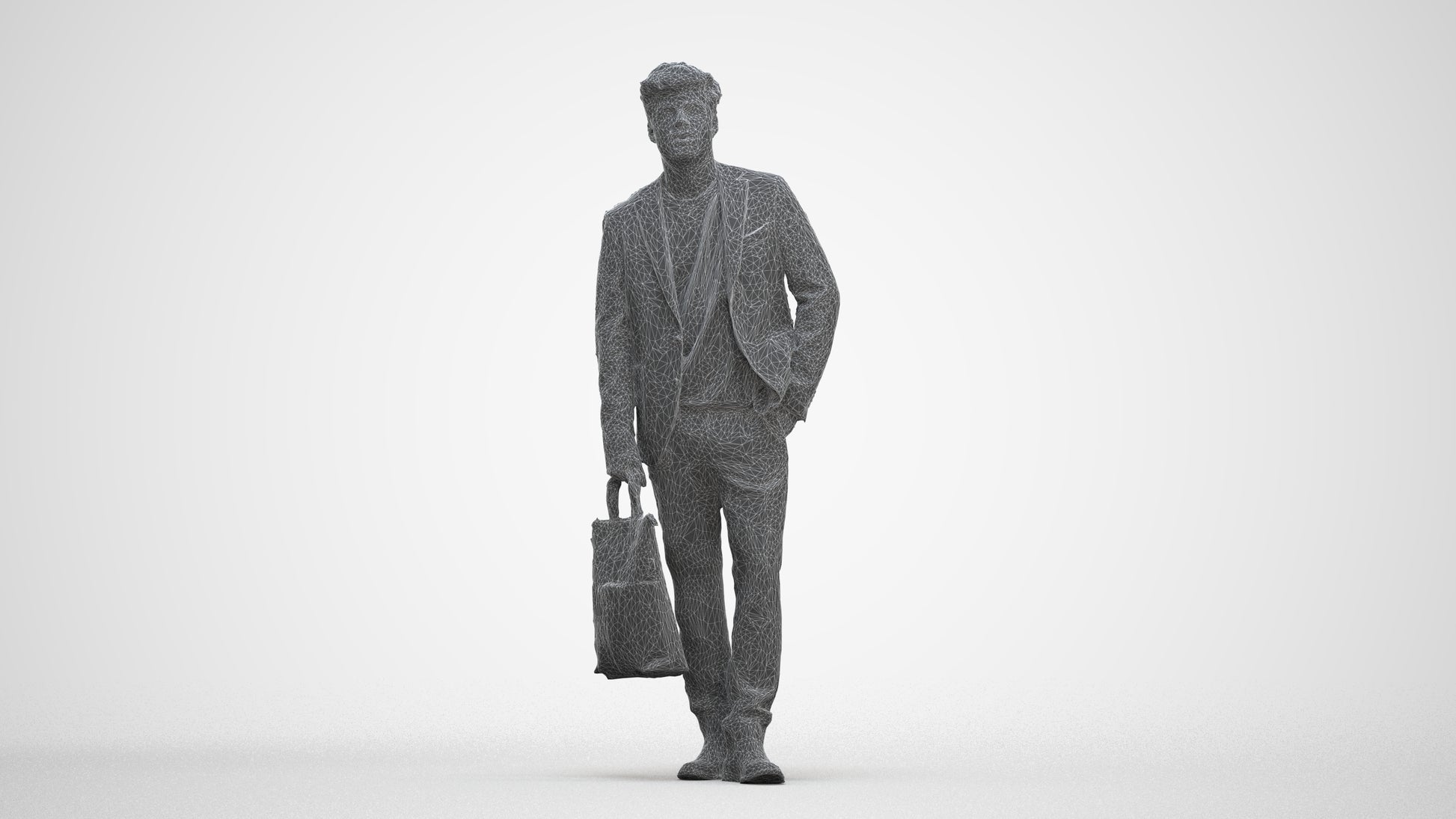 scanned 3D man casual standing, photogrammetry people for Enscape and V-Ray, three-quarter front view render