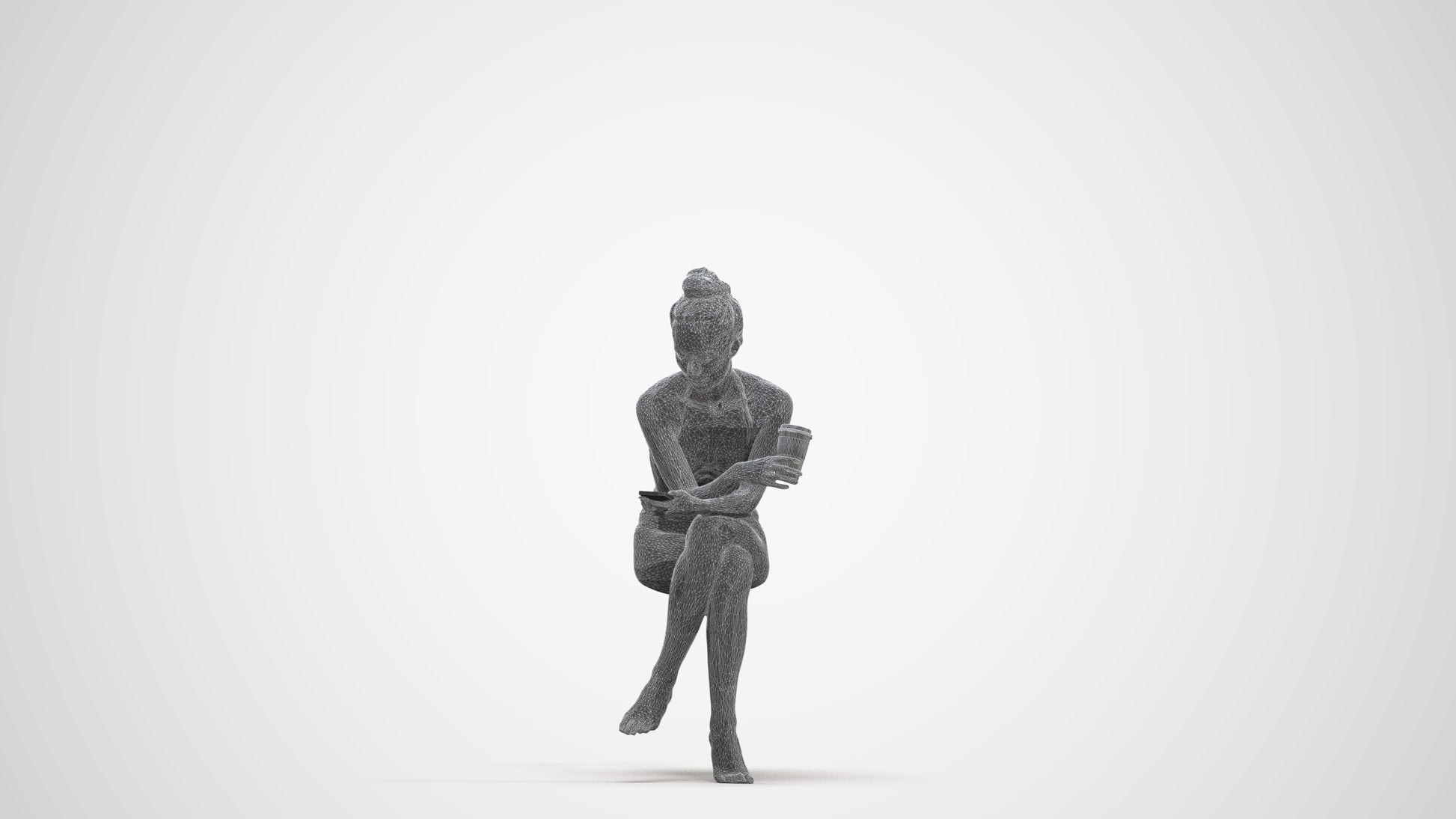 realistic 3D people woman pool, render-ready for V-Ray and Corona, FBX OBJ, three-quarter front view render