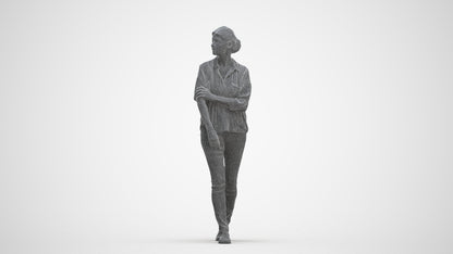 3D people model woman casual walking, scanned human for 3ds Max rendering, three-quarter front view render