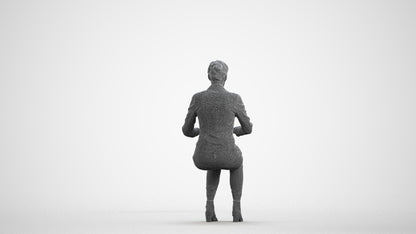 3D human model woman business, photogrammetry scanned person for archviz, wireframe front view