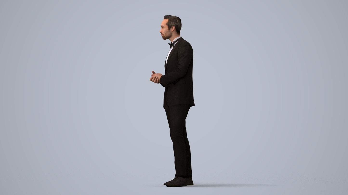 scanned 3D man formal formalaffairs, photogrammetry people for Enscape and V-Ray, three-quarter view render