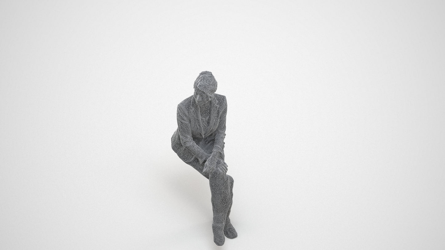 photogrammetry 3D woman business, realistic human model archviz FBX, wireframe three-quarter view