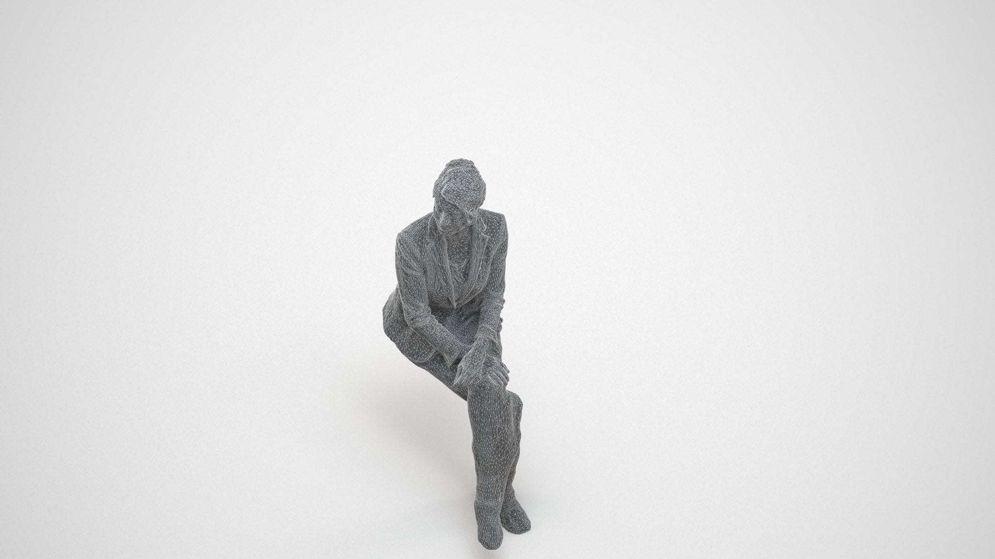 photogrammetry 3D woman business, realistic human model archviz FBX, wireframe three-quarter view