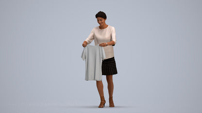 3D scanned woman bathroom casual, photorealistic archviz people for Enscape and SketchUp, standing pose render