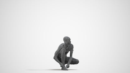 scanned 3D man casual standing, photogrammetry people for Enscape and V-Ray, wireframe side view