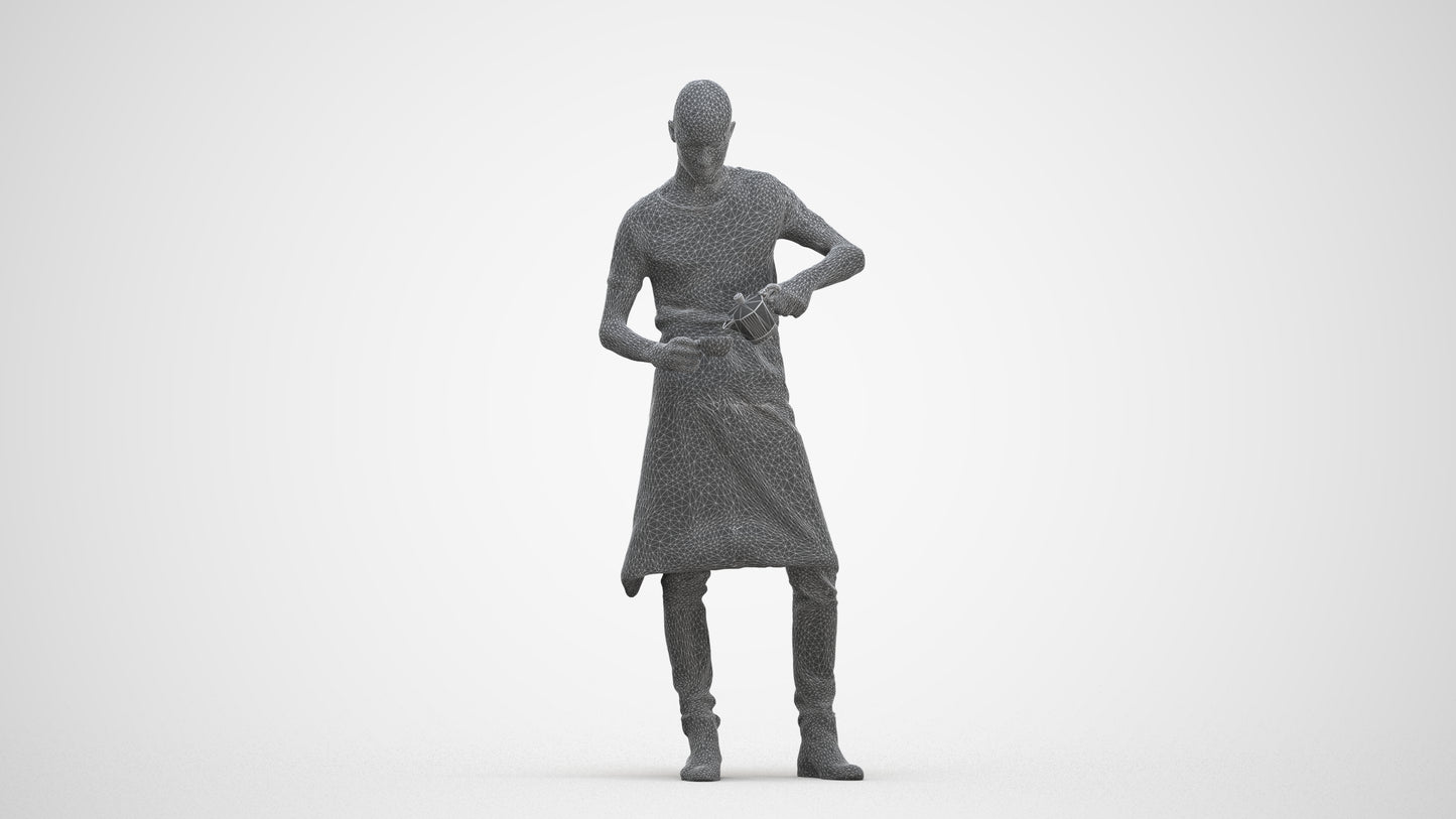 3D scanned man standing, photorealistic archviz people for Enscape and SketchUp, three-quarter front view render