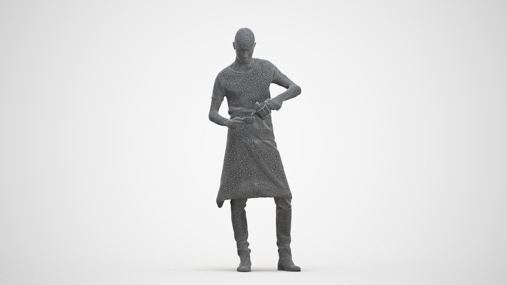 3D scanned man standing, photorealistic archviz people for Enscape and SketchUp, three-quarter front view render