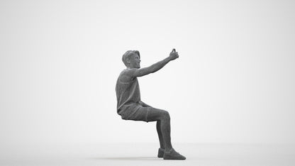 3D people model man sport, scanned human for 3ds Max rendering, wireframe side view