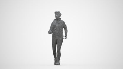 3D human model woman sport, photogrammetry scanned person for archviz, wireframe back view