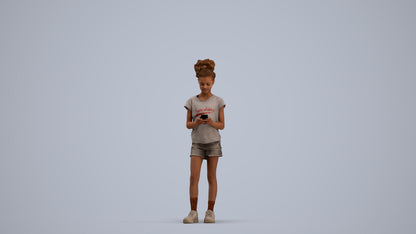 photogrammetry 3D girl casual kids, realistic human model archviz FBX, standing pose render