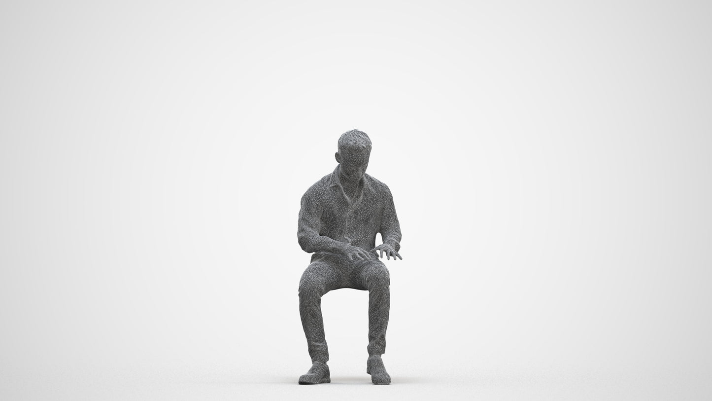 3D scanned man business, photorealistic archviz people for Enscape and SketchUp, three-quarter front view render