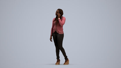 realistic 3D woman casual standing, scanned archviz people for Blender and 3ds Max, standing pose render