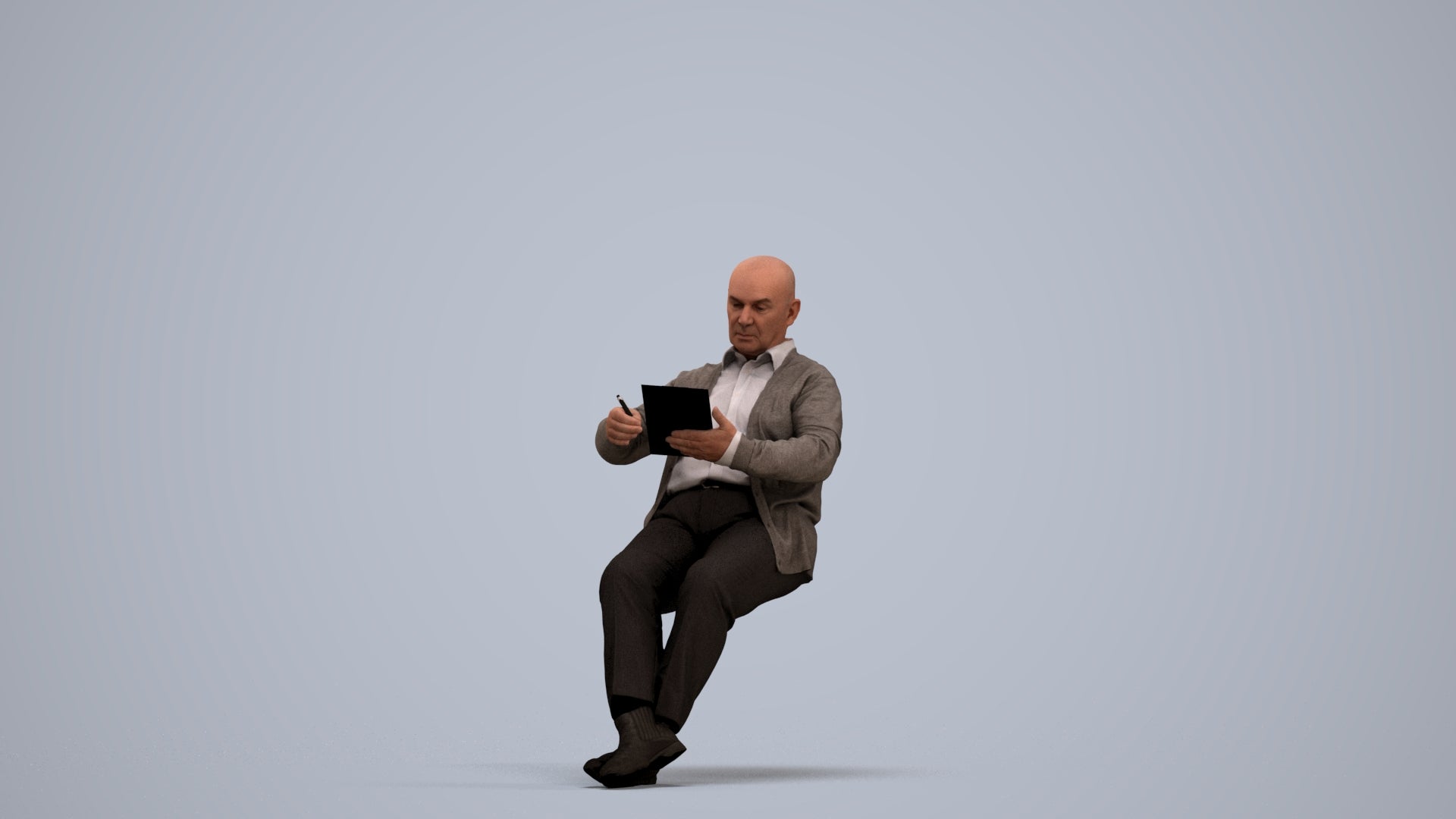 photogrammetry 3D senior man business, realistic human model archviz FBX, standing pose render