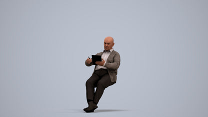 photogrammetry 3D senior man business, realistic human model archviz FBX, standing pose render