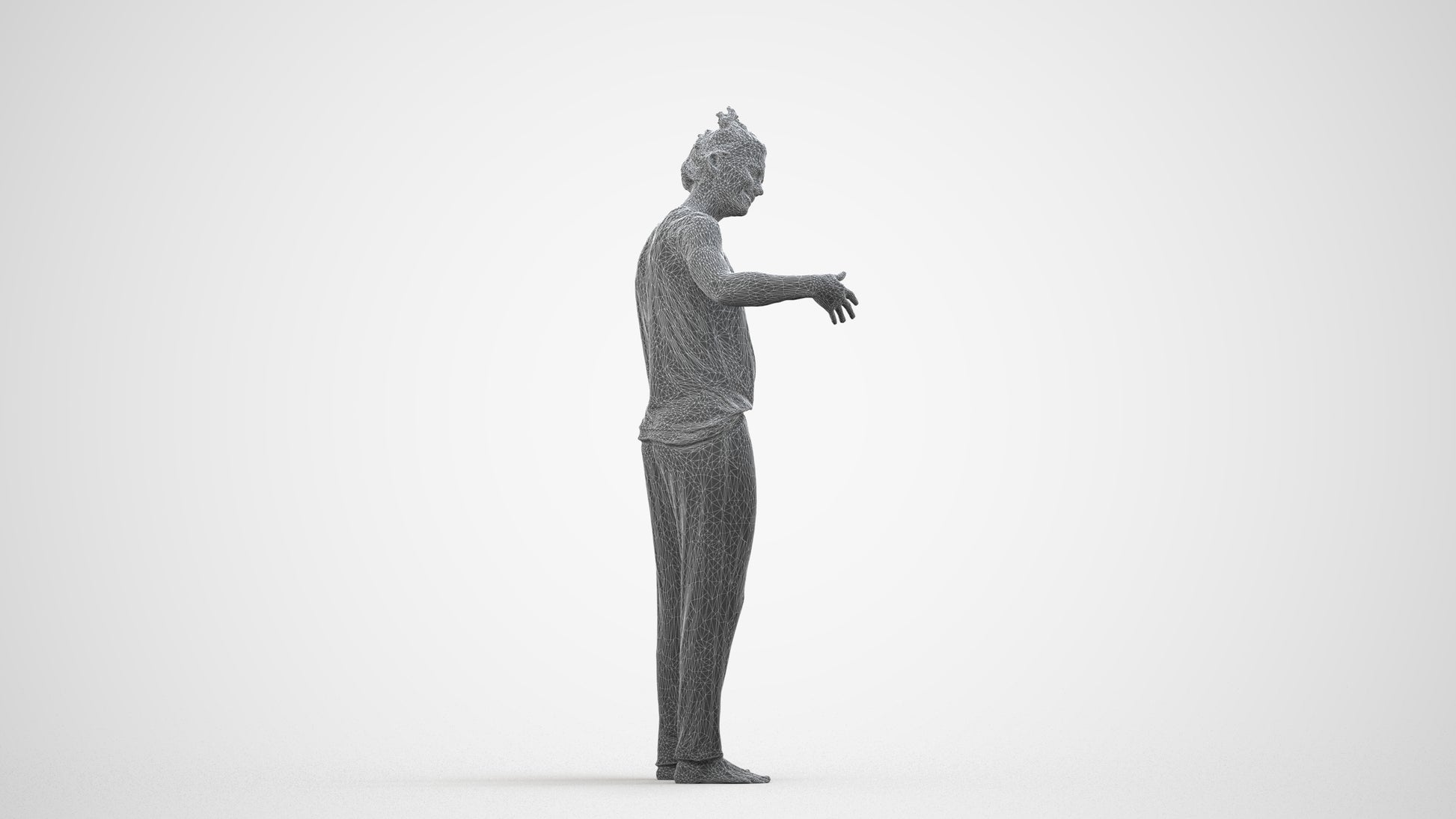 photogrammetry 3D woman bathroom, realistic human model archviz FBX, wireframe side view