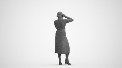3D people model woman casual standing, scanned human for 3ds Max rendering, wireframe front view