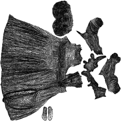 3D people model woman casual standing, scanned human for 3ds Max rendering, wireframe top-down view
