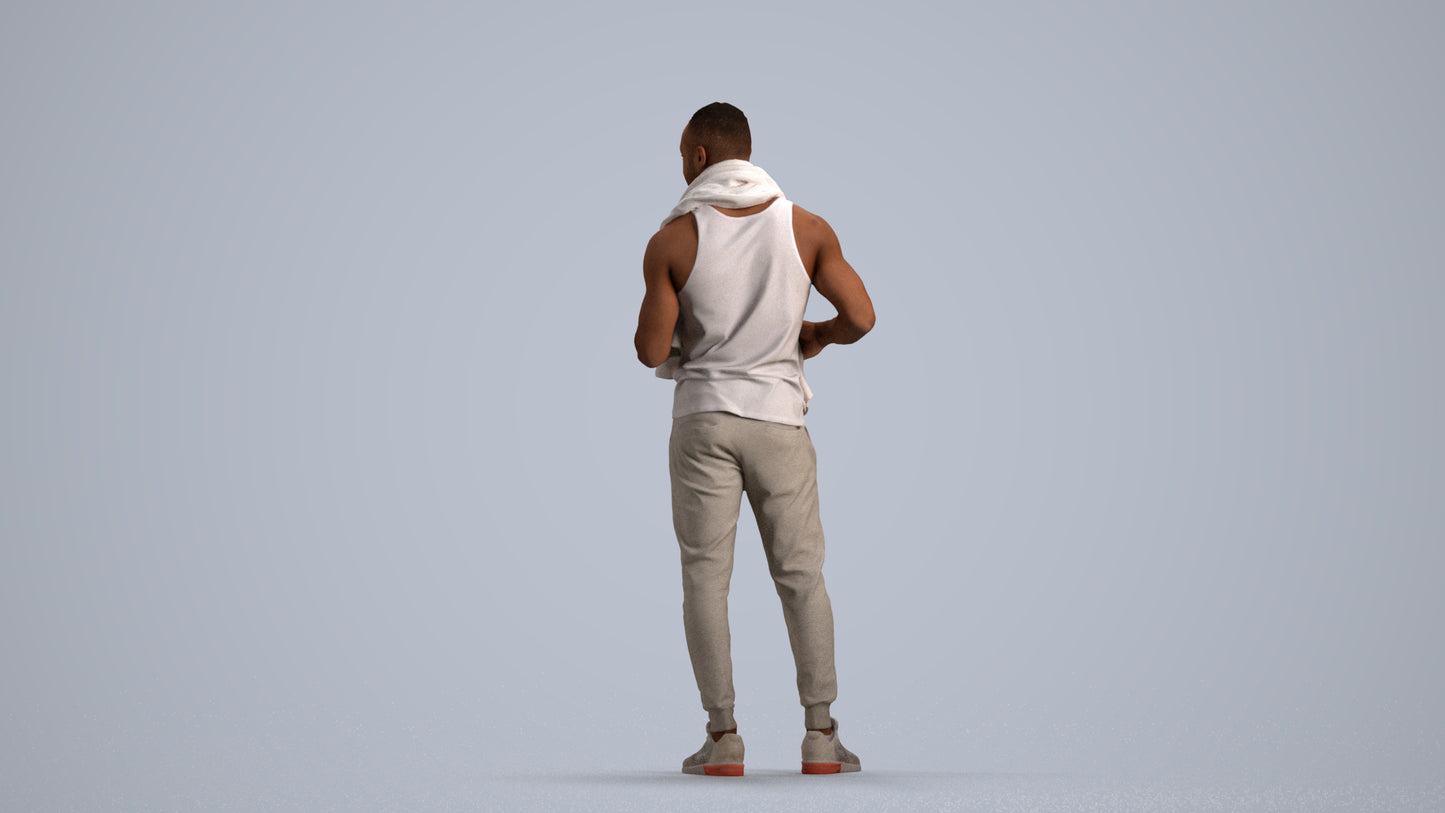 realistic 3D people man casual sport, render-ready for V-Ray and Corona, FBX OBJ, front view render