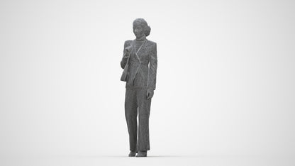 3D scanned woman business, photorealistic archviz people for Enscape and SketchUp, wireframe back view