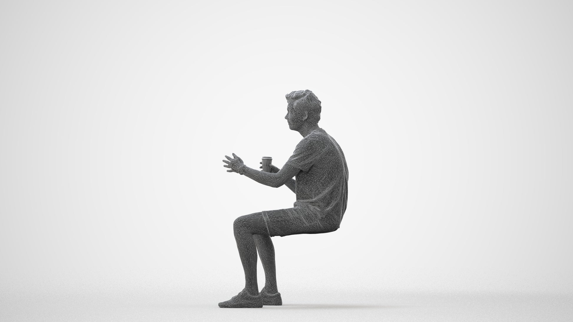 realistic 3D man casual sitting, scanned archviz people for Blender and 3ds Max, square thumbnail