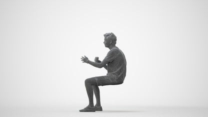 realistic 3D man casual sitting, scanned archviz people for Blender and 3ds Max, square thumbnail
