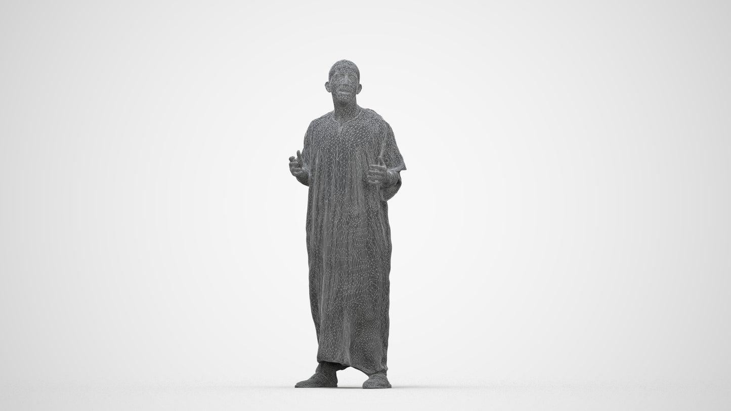 realistic 3D human man standing, archviz people FBX OBJ for Blender, wireframe back view