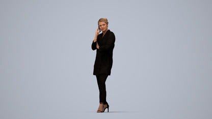 realistic 3D people woman business standing, render-ready for V-Ray and Corona, FBX OBJ, top-down view render