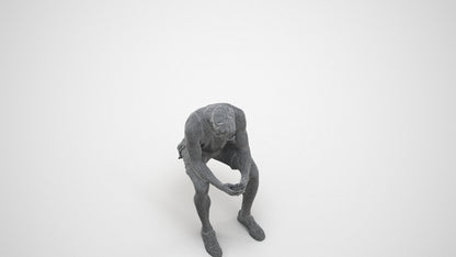 3D people model man casual sitting, scanned human for 3ds Max rendering, wireframe three-quarter view