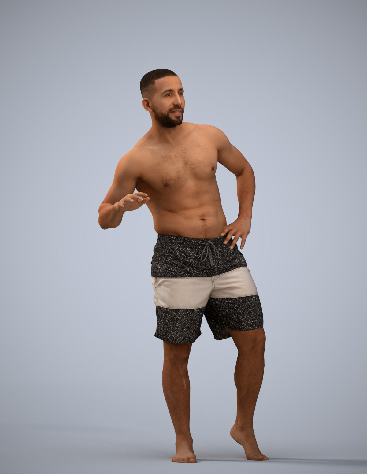 realistic 3D human man pool, archviz people FBX OBJ for Blender