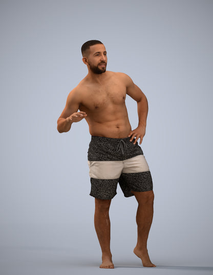 realistic 3D human man pool, archviz people FBX OBJ for Blender