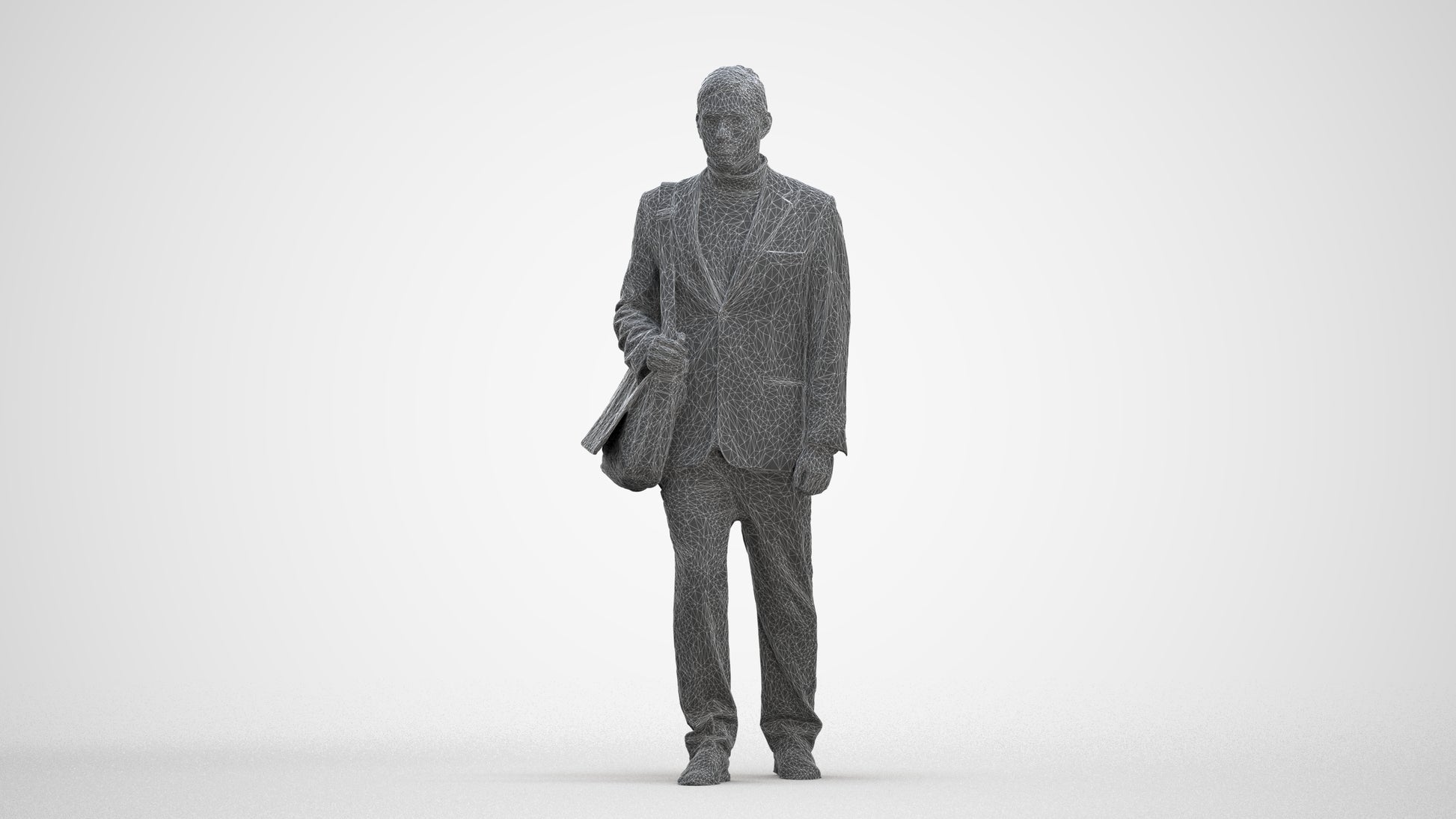 realistic 3D human man business walking, archviz people FBX OBJ for Blender, three-quarter front view render