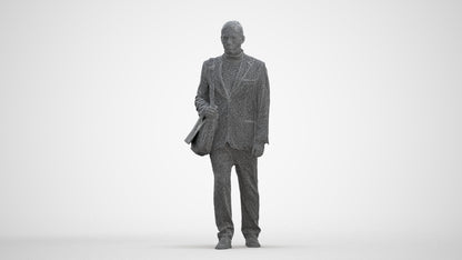 realistic 3D human man business walking, archviz people FBX OBJ for Blender, three-quarter front view render
