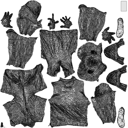 3D human model man casual standing, photogrammetry scanned person for archviz, wireframe top-down view