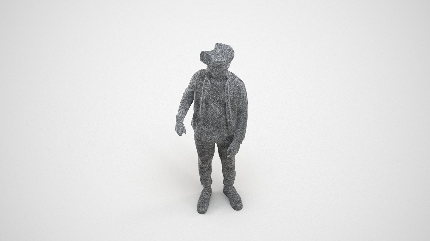 realistic 3D boy casual kids, scanned archviz people for Blender and 3ds Max, wireframe three-quarter view