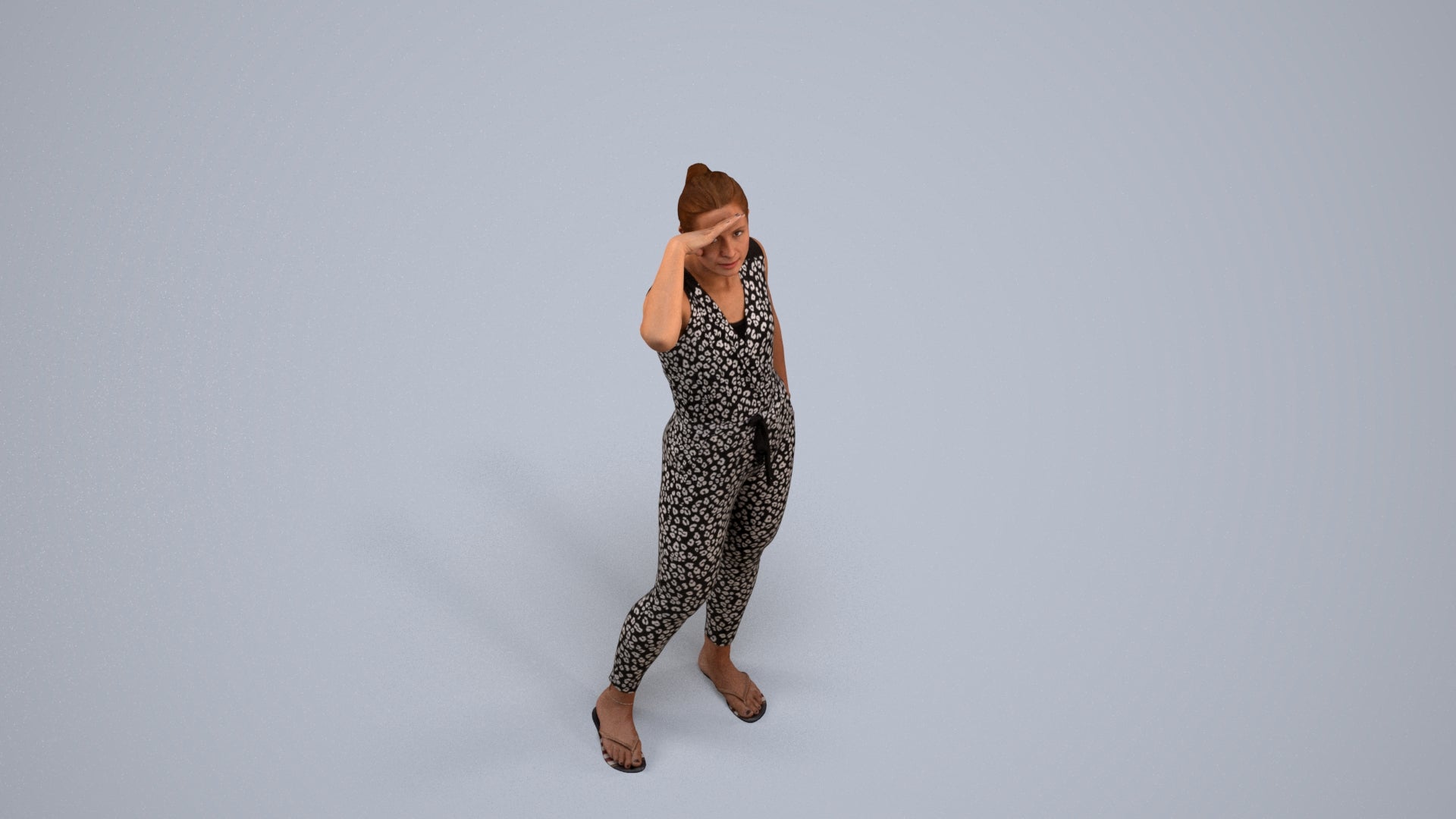 realistic 3D woman casual standing, scanned archviz people for Blender and 3ds Max, back view render
