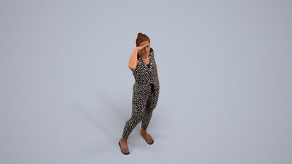 realistic 3D woman casual standing, scanned archviz people for Blender and 3ds Max, back view render