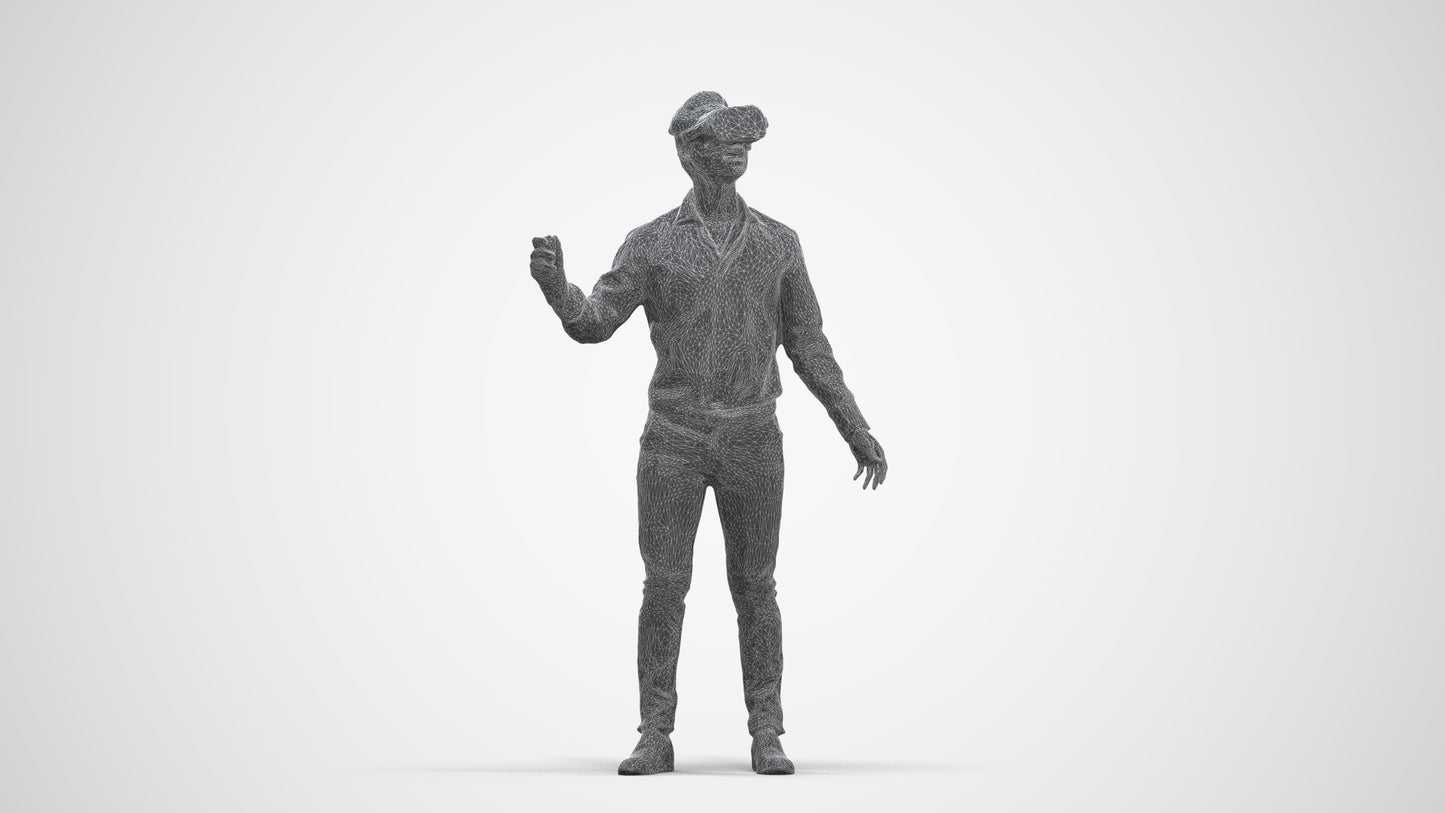 photogrammetry 3D man business standing, realistic human model archviz FBX, three-quarter front view render
