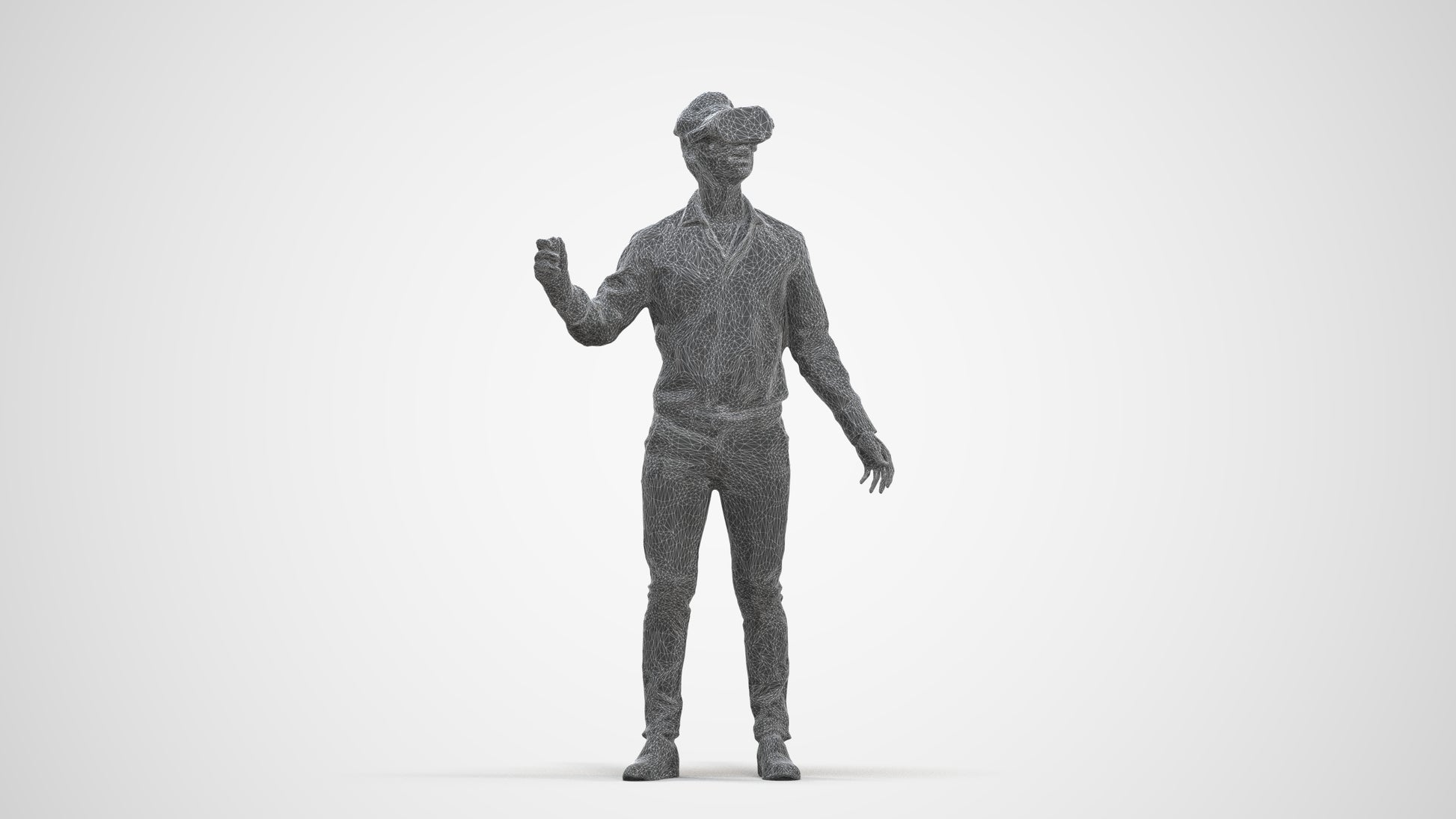 photogrammetry 3D man business standing, realistic human model archviz FBX, three-quarter front view render