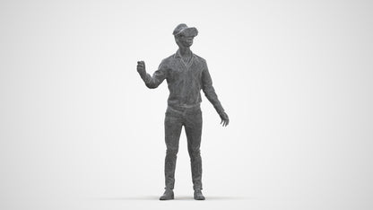 photogrammetry 3D man business standing, realistic human model archviz FBX, three-quarter front view render