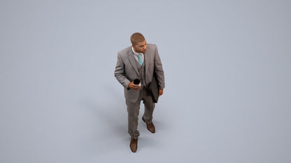 photogrammetry 3D man business, realistic human model archviz FBX, back view render