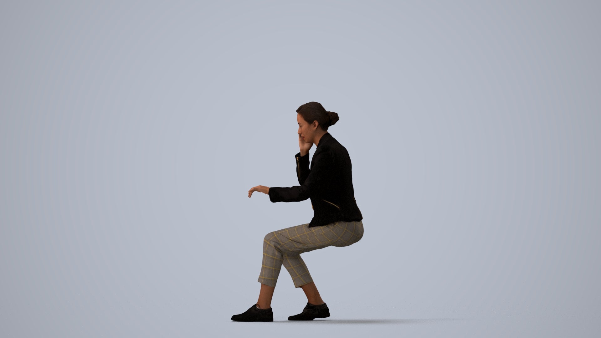 realistic 3D people woman business, render-ready for V-Ray and Corona, FBX OBJ, three-quarter view render