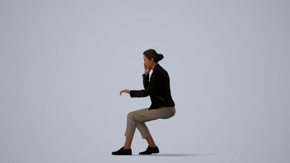 realistic 3D people woman business, render-ready for V-Ray and Corona, FBX OBJ, three-quarter view render
