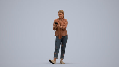 3D people model woman casual standing, scanned human for 3ds Max rendering, standing pose render