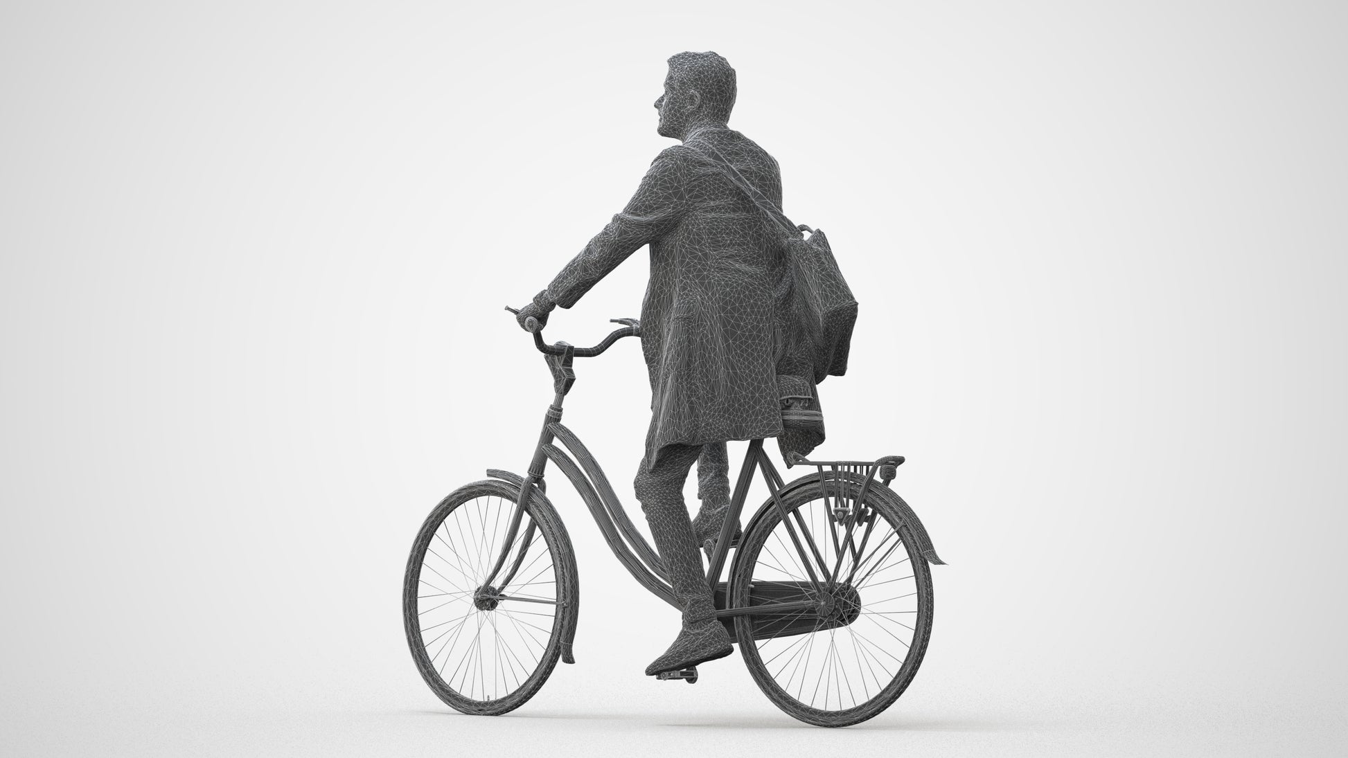 realistic 3D human man business cycling, archviz people FBX OBJ for Blender, square thumbnail