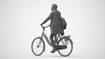 realistic 3D human man business cycling, archviz people FBX OBJ for Blender, square thumbnail