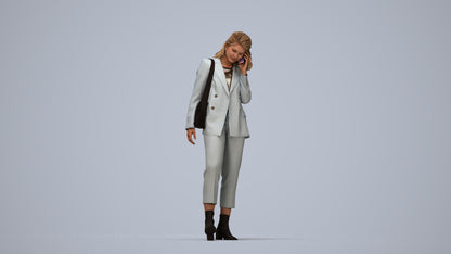 photogrammetry 3D woman business walking, realistic human model archviz FBX, top-down view render