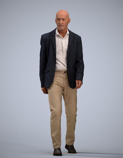 3D human model senior man business, photogrammetry scanned person for archviz